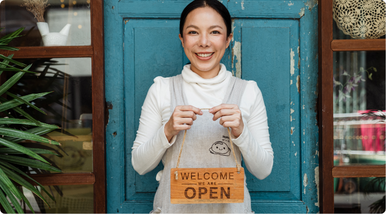 business owner open sign image